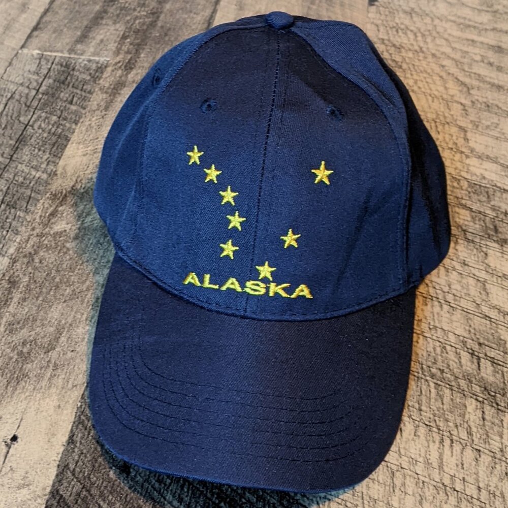 Alaska State Flag Hat Polyester Strapback Baseball Cap Navy Blue